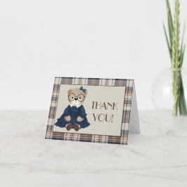 Cartão De Agradecimento Vintage Bear Girl Baby Shower 