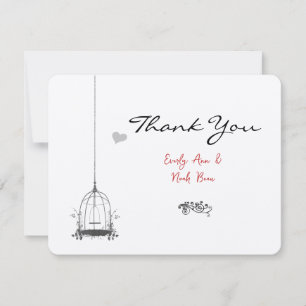 Cartão De Agradecimento Vintage Bird Cage Red Acentos Casamento Obrigado
