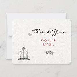 Cartão De Agradecimento Vintage Bird Cage Red Acentos Casamento Obrigado