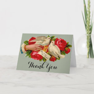 Cartão De Agradecimento Vintage Birds Adoráveis Vitorianos