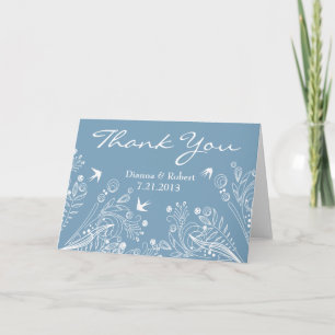 Cartão De Agradecimento Vintage Birds Powder Blue Thank You Wedding Card