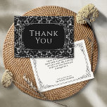 Cartão De Agradecimento Vintage Black & White Faux Lace<br><div class="desc">Estes cartões de agradecimento de 5" x 3, 5" apresentam um estilo vintage com um lugar preto e branco. O verso tem espaços reservados para os nomes de casais casados,  saudação e uma mensagem opcional.</div>