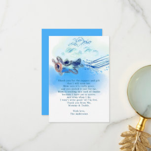 Cartão De Agradecimento Vintage Blue Airplane Watercolor Baby Boy Chá
