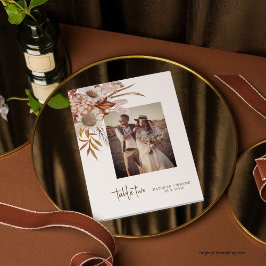 Cartão De Agradecimento Vintage Boho Autumn Photo Wedding Table Number