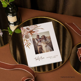 Cartão De Agradecimento Vintage Boho Autumn Photo Wedding Table Number