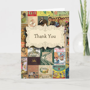 Cartão De Agradecimento Vintage Books Traz Um Livro Obrigado Baby Shower