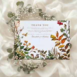 Cartão De Agradecimento Vintage Botanical Autumn Wedding