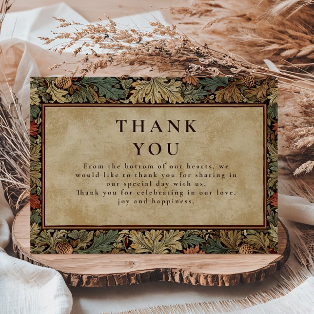 Cartão De Agradecimento Vintage Botanical Foliage Wedding (Criador carregado)