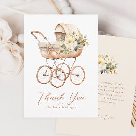Cartão De Agradecimento Vintage Carruagem do bebê Gênero Chá de fraldas ne