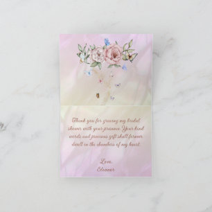 Cartão De Agradecimento Vintage Champagne Peony Bridal Shower Tea Party