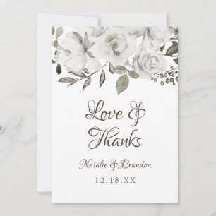 Cartão De Agradecimento Vintage Cherish Branco Casamento Amor e Agradecime