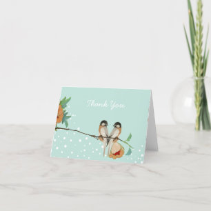 Cartão De Agradecimento Vintage Cherry Blossom Love Bird Peach