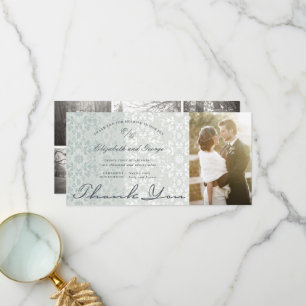Cartão De Agradecimento Vintage Chic Damask Lace Powder Blue Foto Casament