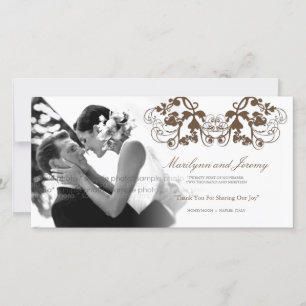 Cartão De Agradecimento Vintage Chic Floral Flourish Casamento Obrigado