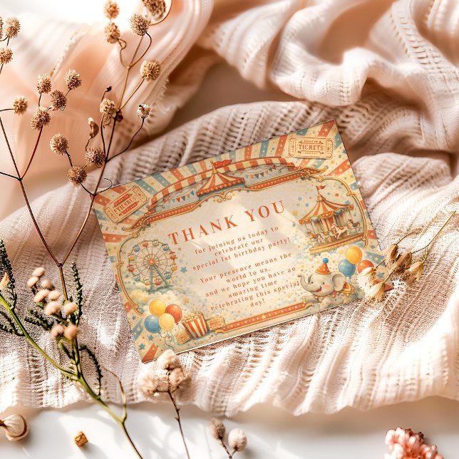 Cartão De Agradecimento Vintage Circus Fairytale Birthday (Criador carregado)