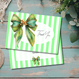 Cartão de Agradecimento Vintage com Listras Verde