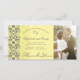 Cartão De Agradecimento Vintage Damask Lace Butter Yellow Photo Casamento