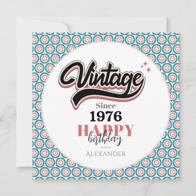 Cartão De Agradecimento Vintage desde - 1976 (Frente)