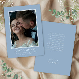 Cartão De Agradecimento Vintage Dusty Casamento Vitoriano Chic Azul