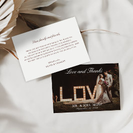 Cartão De Agradecimento Vintage Ecru Casamento Foto Amor e Obrigados