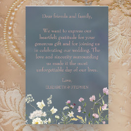 Cartão De Agradecimento Vintage Elegant Dusty Blue Floral Casamento