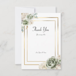 Cartão De Agradecimento Vintage & Elegant Green Micro Wedding Dourado