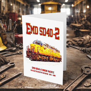 Cartão De Agradecimento Vintage EMD SD40-2 Locomotiva Diesel.