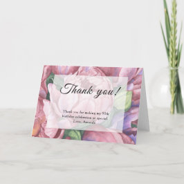 Cartão De Agradecimento Vintage Floral 90 Festa de aniversário