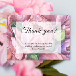Cartão De Agradecimento Vintage Floral 90 Festa de aniversário
