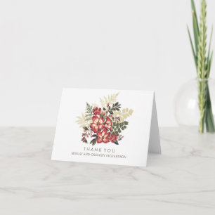 Cartão De Agradecimento vintage floral, caia, obrigado de casamento burgun