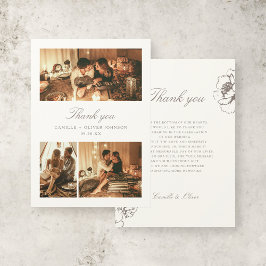 Cartão De Agradecimento Vintage Floral Garden Wedding 3 Colagem Fotográfic
