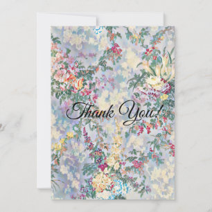 Cartão De Agradecimento Vintage Floral Patterno Flat Obrigado