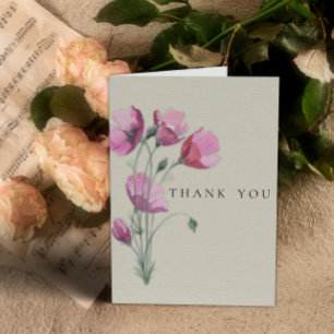 Cartão De Agradecimento Vintage Floral Plum e Cream Wedding