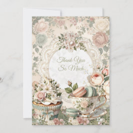 Cartão de Agradecimento Vintage Floral Sweet 16