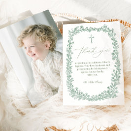 Cartão De Agradecimento Vintage Floral Toile Baptism