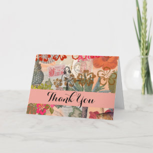 Cartão De Agradecimento Vintage Flowers Hula Colorful Hawaiian Tropical