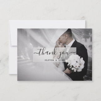 Cartão De Agradecimento Vintage Foto de Casamento Preto e Branco