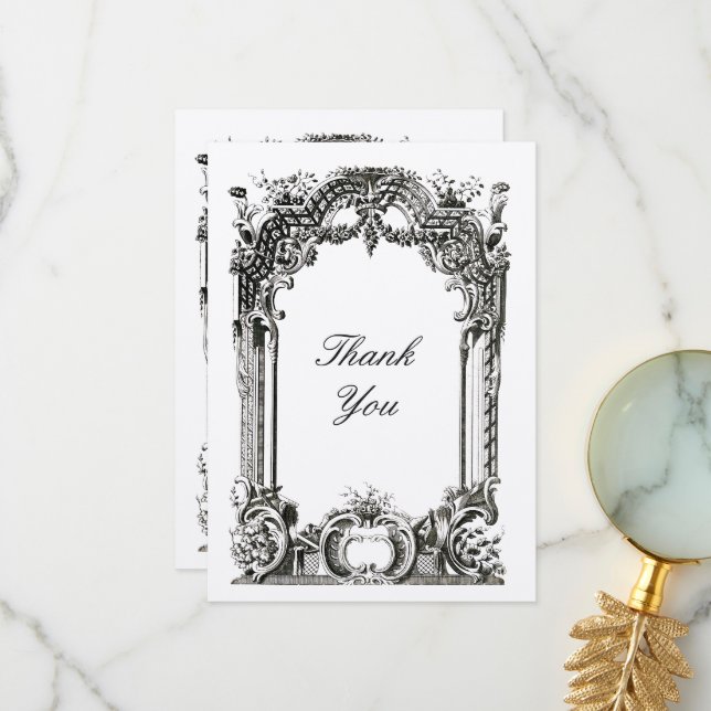 Cartão De Agradecimento Vintage francês Barroco Rococó (Frente/Verso In Situ)