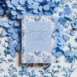 Cartão De Agradecimento Vintage French Floral Toile Blue