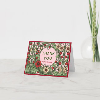Cartão De Agradecimento Vintage Garden Art Nouveau Wedding