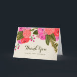 Cartão De Agradecimento Vintage Garden Wedding Obrigado<br><div class="desc">Mão pintada de design floral vermelho e rosa por Shelby Allison. Perfeito para um casamento de primavera rústico! Para fazer a correspondência de convites,  cartões de resposta,  adesivos e outros itens,  clique no link abaixo para visualizar toda a Coleção de Jardins Vintage.</div>