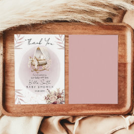 Cartão De Agradecimento Vintage Gold Cradle Baby Shower Thank You Card