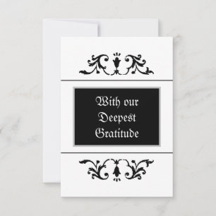 Cartão De Agradecimento Vintage Gothic Ornament Black and White Weding