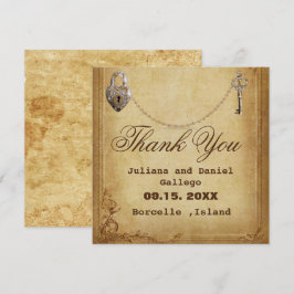 Cartão De Agradecimento Vintage Gothic Skeleton Key