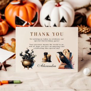 Cartão De Agradecimento Vintage Gothic Spooky segundo aniversário Hallowee