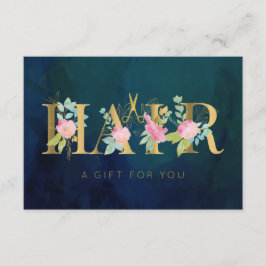 Cartão De Agradecimento Vintage hair salon pink navy gift certificate