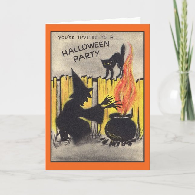 Cartão De Agradecimento Vintage Halloween Party Card (Frente)