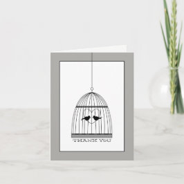 Cartão De Agradecimento Vintage Heart Birdcage Casamento Obrigado