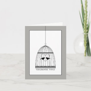 Cartão De Agradecimento Vintage Heart Birdcage Casamento Obrigado