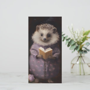 Cartão De Agradecimento Vintage Hedgehog Purple Bookmark para Bookworms